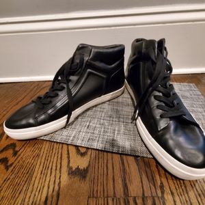 Mens black leather high top la